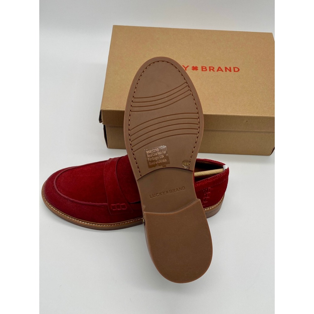 Lucky Brand Salima 2 Red Haircalf Penny Loafers Bossa Nova Womens 12M LK-SALIMA2 - Picture 7 of 9